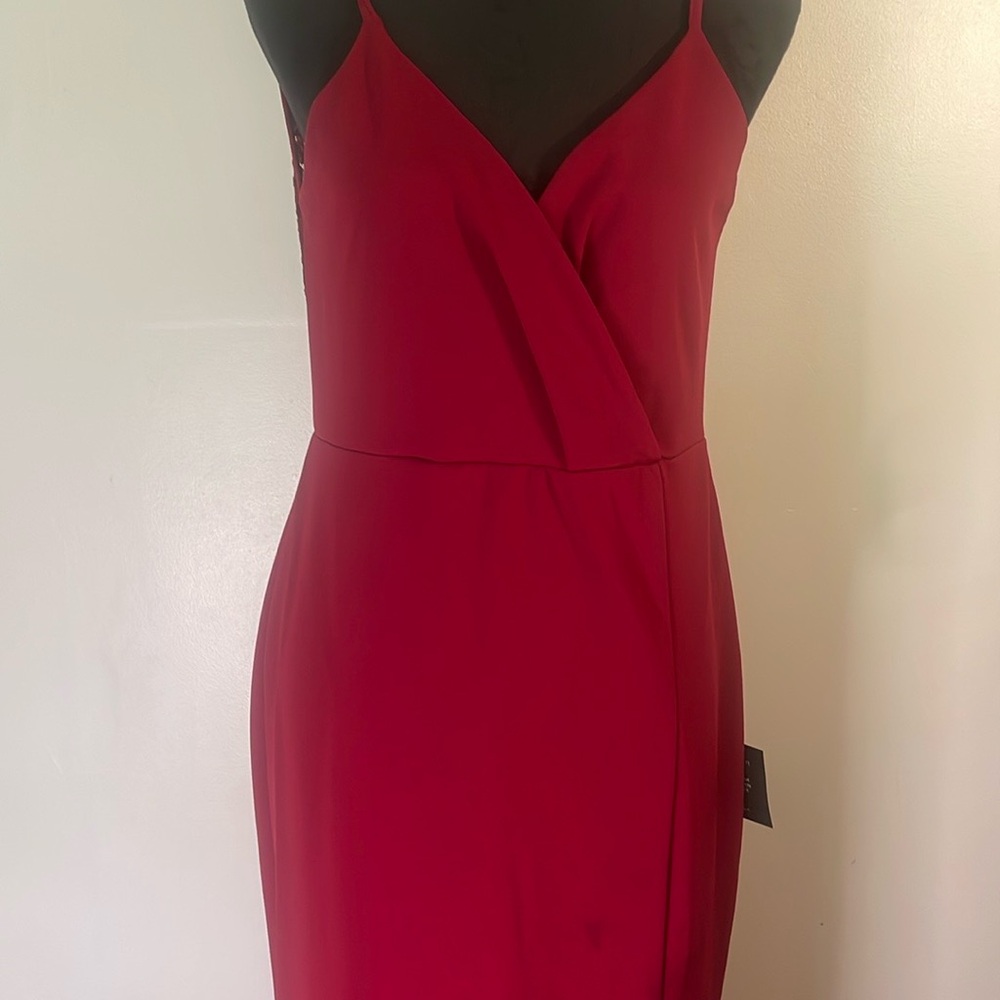 Lulu's Red Sheath Cocktail Dress Spaghetti Strap